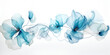 Blue acrylic ink flowers isolated on white background