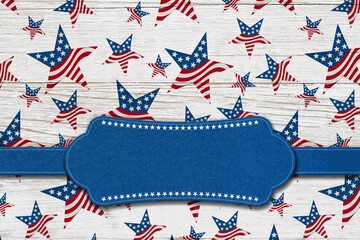 Wall Mural - Blue banner with USA stars and stripes flags