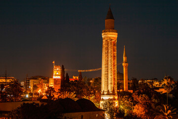 Wall Mural - Yivli Minaret Mosque (Alaaddin Mosque) is located in the old city center of Antalya's Kaleiçi district.