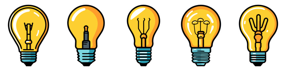 Wall Mural - light bulb logo icon. set of light bulbs. innovative idea concept.