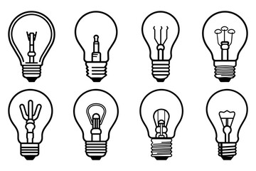 Wall Mural - light bulb logo icon isolated. set of outline light bulbs. innovative idea concept.