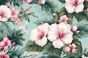 Poster - Exotic pattern floral print tropic vintage jungle art summer wallpaper seamless
