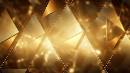 Poster - abstract background ,gold triangles,shining gold crystals