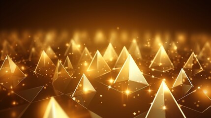 Poster - abstract background ,gold triangles,shining gold crystals