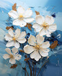 © Andreas - Oil and acrylic painting, abstract painting white flowers with textures.