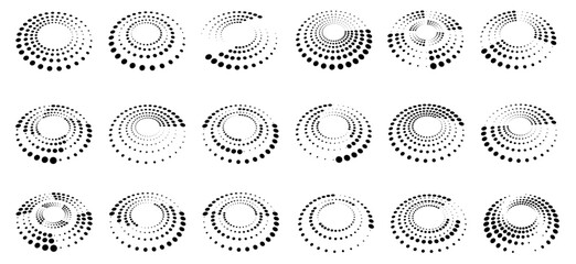 Abstract circle consisting of many dots set