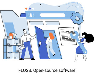 Wall Mural - floss. open source software. free product anyone can freely redistribute, modify and completely rema