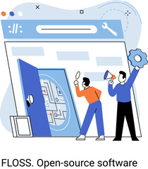 Wall Mural - floss open source software. code of created program open available for viewing modification. use of 