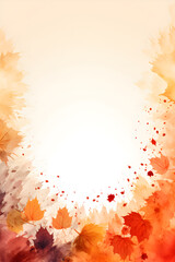 Wall Mural - Autumn leaf background border design watercolor pating, AI generative