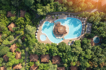 Canvas Print - Clean blue pool in tropical resort