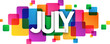 JULY colorful typography banner on transparent background