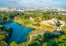 Aerial View Of Tel Afek National Park, Antipatris, Israel.