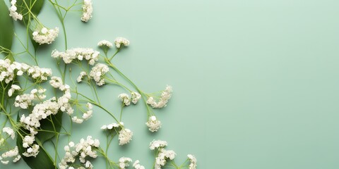 Wall Mural - flowers on a light green background.