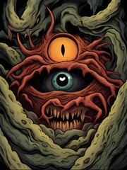 Canvas Print - eye ghost monster cartoon , halloween concept