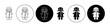 Doll icon set. Baby doll icon in black color for ui designs.