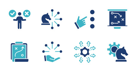 Fototapete - collection of strategy decision making business action planning icon set goal objective solution tactic marketing management vector symbol illustration