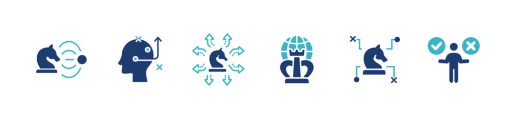 Fototapete - business target goal leadership decision icon set objective action plan implementation choose option vector illustration marketing success problem solving design