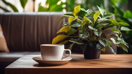 cup of coffee and flowers generated by AI