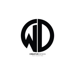 Letter Wd with modern unique rounded shape abstract monogram logo