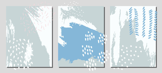 Wall Mural - collection of abstract creative backgrounds. hand painted textures set. trendy graphic artwork for p