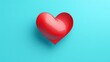 © Nadia - a red heart shaped object on a blue background with a shadow.  generative ai