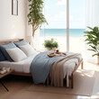 Bedroom sea and beach view for artwork home or hotel.