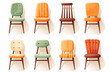© Love - Set of different wooden chair isolated on white background. Vector illustration.