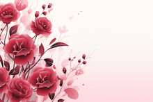 Grunge Floral Background With Red Roses And Watercolor Splashes