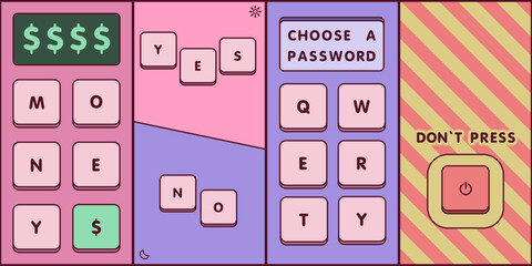 Retro Colors Tech Art. Web Elements.
