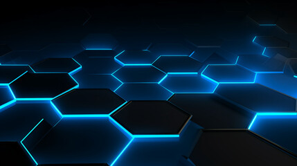 abstract futuristic surfaces perspective with glowing light blue hexagons background 16:9 widescreen wallpapers