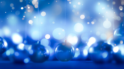 Wall Mural - Light blur bokeh, blue blur bokeh During the Christmas and New Year festivals. Generative ai