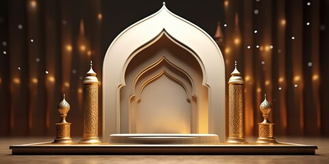 Wall Mural - Islamic themed backgrounds with a gold dome shape can be used for product backgrounds, promotions, advertisements and greeting cards.