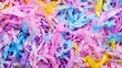 Image of horizontal colorful shredded papers full frame.