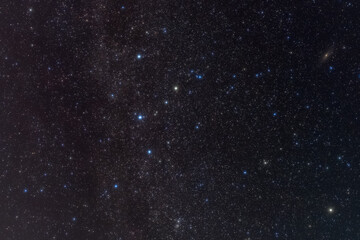 constellation guide (how to find), cassiopeia, shedar, caph, navi, double cluster, andromeda galaxy 