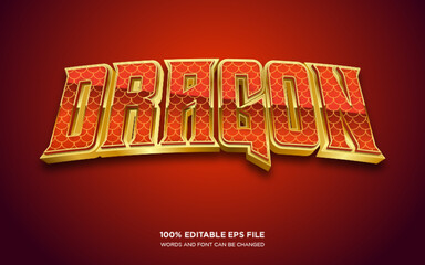 Wall Mural - Dragon 3D editable text style effect