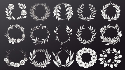 Vector illustration of hand drawn wreaths Cute