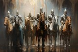 Fototapeta  - Noble knights clad in shining armor - Generative AI