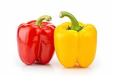 Fototapeta Kuchnia - Two bell peppers, a red and a yellow isolated on white background.