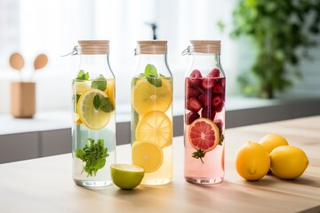 Wall Mural - Still life drink with lemon and lime on infused water