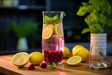 Wall Mural - Still life drink with lemon and lime on infused water