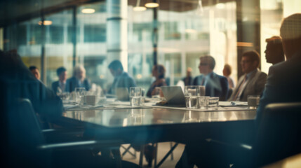 Wall Mural - Group of business people having a meeting or brainstorming in a boardroom