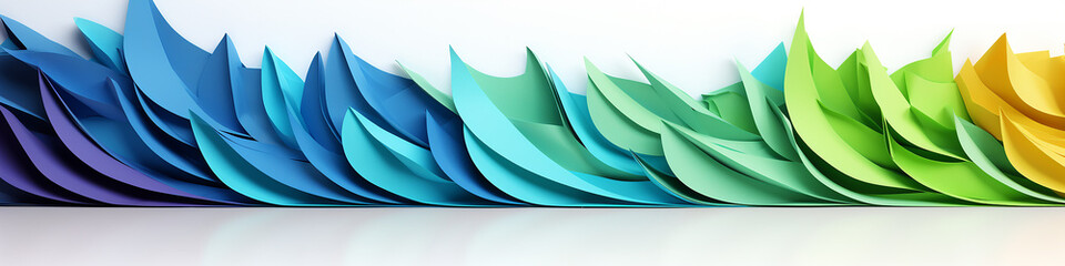 Wall Mural - paper sculpture nature landscape row long background.