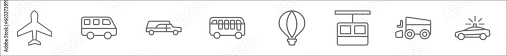 outline set of transportation line icons. linear vector icons such as ...