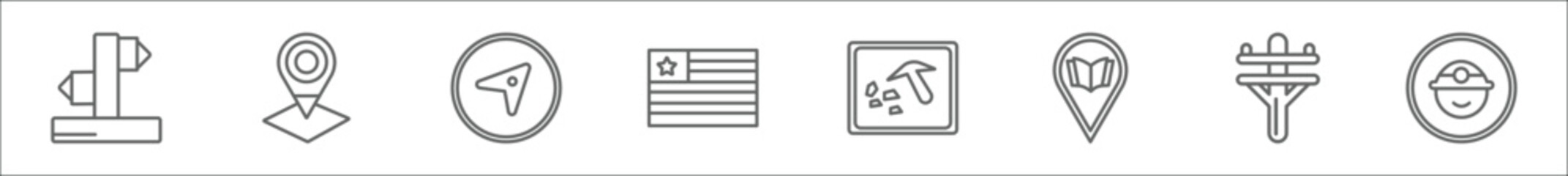 Wall Mural - outline set of maps and flags line icons. linear vector icons such as vintage, locator, navigate, sq