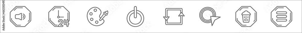 outline set of user interface line icons. linear vector icons such as ...