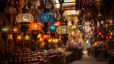 Fototapeta  - Shop of oriental Turkish lanterns. Generation AI