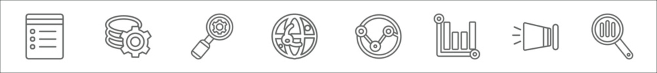 Wall Mural - outline set of user interface line icons. linear vector icons such as data windows, data analytics t