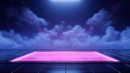 Wall Mural - night neon empty background, tropical leaves. generation ai