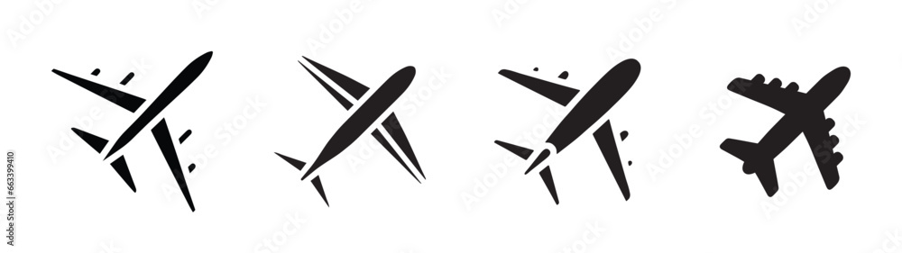 Collection of airplane silhouettes in different styles and angles ...