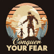 Conquer your fear David and Goliath Design Vector Illustration